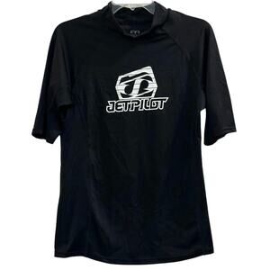 Jetpilot Women‘s Basic Black Halfsleeve Rashguard  Rash Guard M/L EUC Swim Shirt